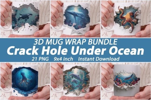 3D Crack Hole Under Ocean Mug Wrap Design Review
