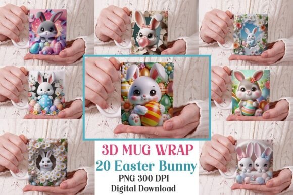 3D Cute Easter Bunny Mug Wrap PNG Bundle Review for Real Projects
