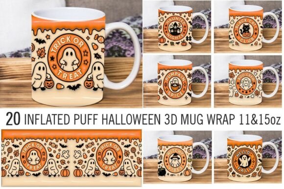 3D Inflated Puff Halloween Mug Wrap PNG Bundle Review