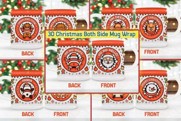 3D Inflated Xmas Mug Wraps for Embroidery Projects