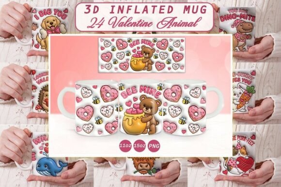 3D Valentine Animal Mug Wrap Design Review
