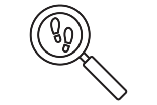 Evidence - Lined Magnifying Glass with Footprints