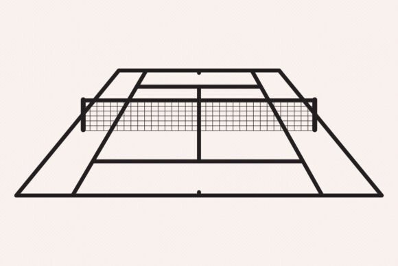 Tennis Court 3D Outline Vector Icon Review for Embroidery Projects