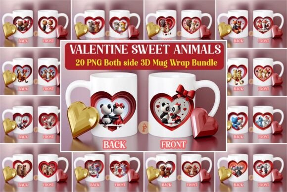 Valentine Sweet Animals 3D Mug Wrap PNG Bundle Review